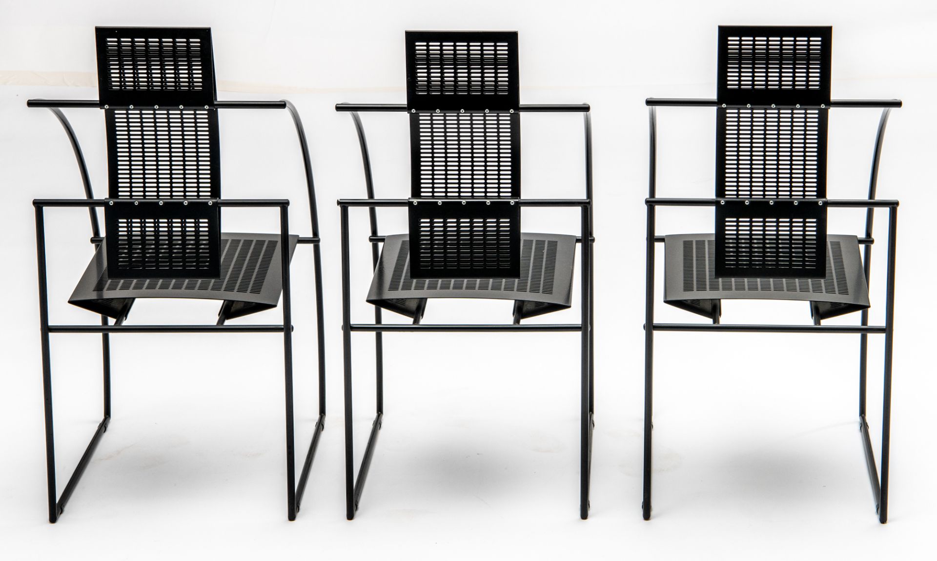 A set of six black lacquered Quinta chairs, design by Mario Botta for Alias, the 1980s, H 94 - W 45 - Bild 20 aus 22