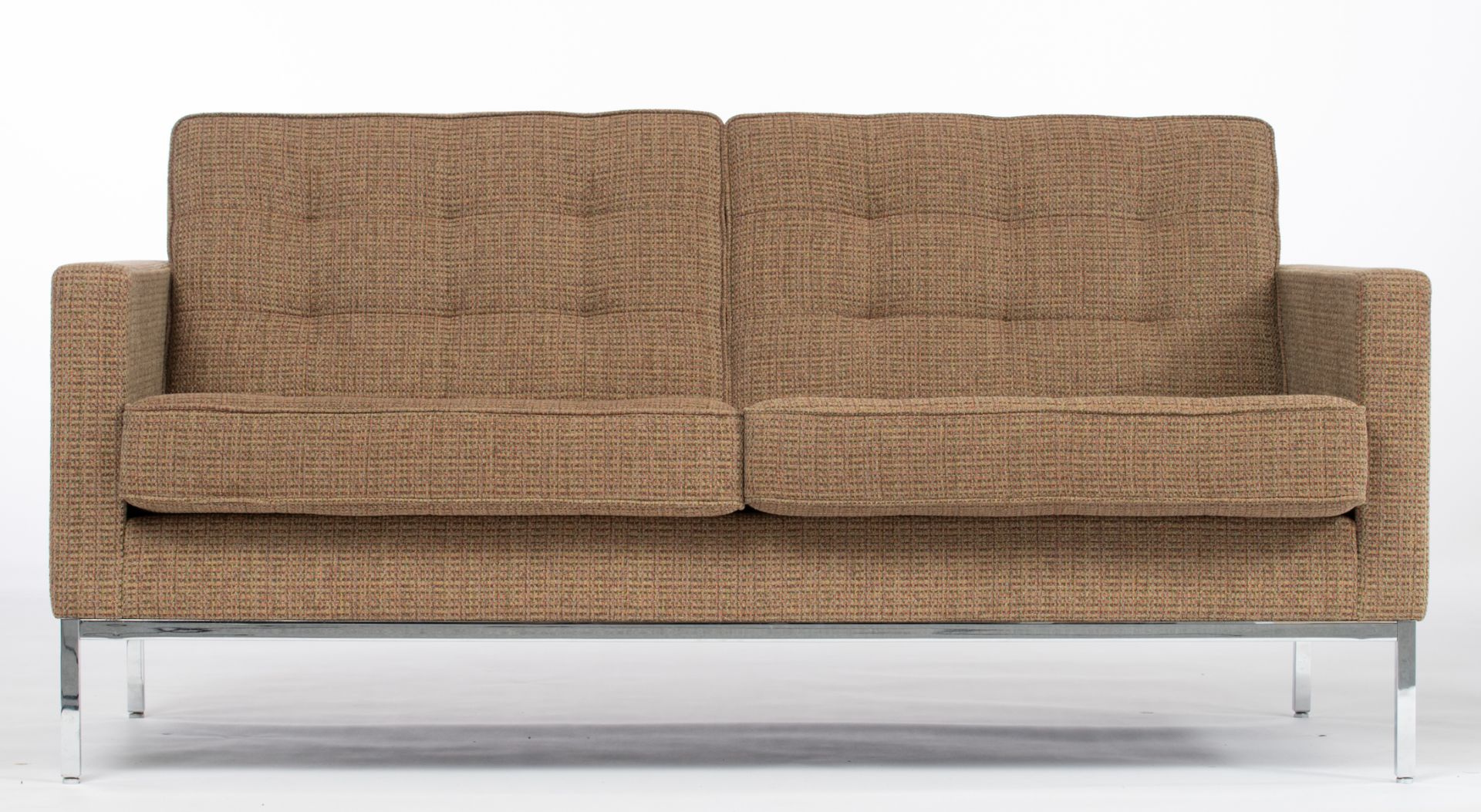 A two-seater sofa, Florence Knoll for Knoll International, Keaton fabric on a chromed frame, H 80 - - Bild 4 aus 21