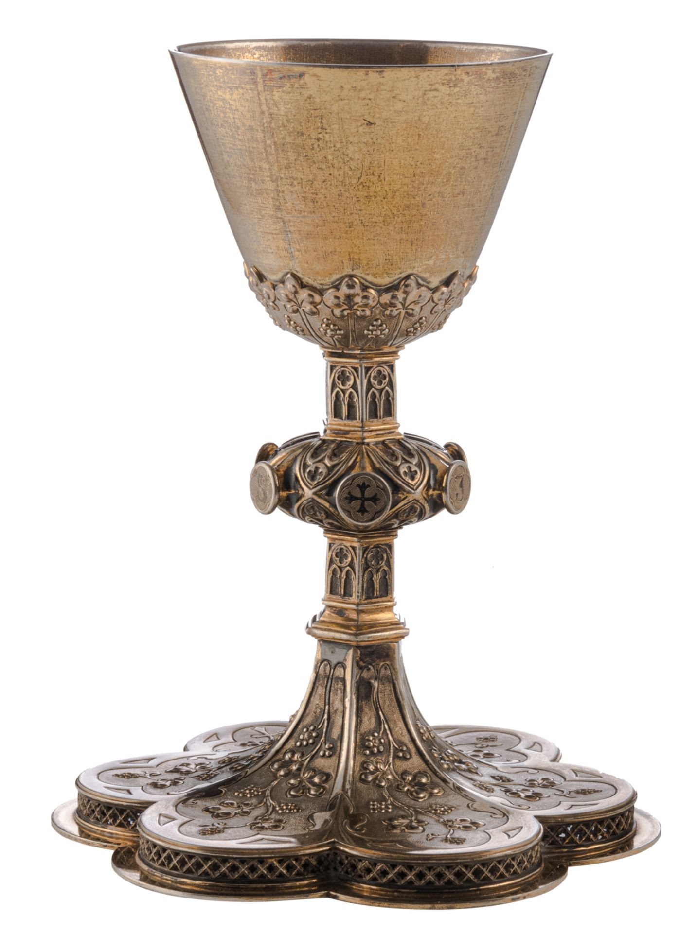 A (most probably Belgian) silver Gothic Revival chalice, the first quarter of the 20thC, non-hallmar