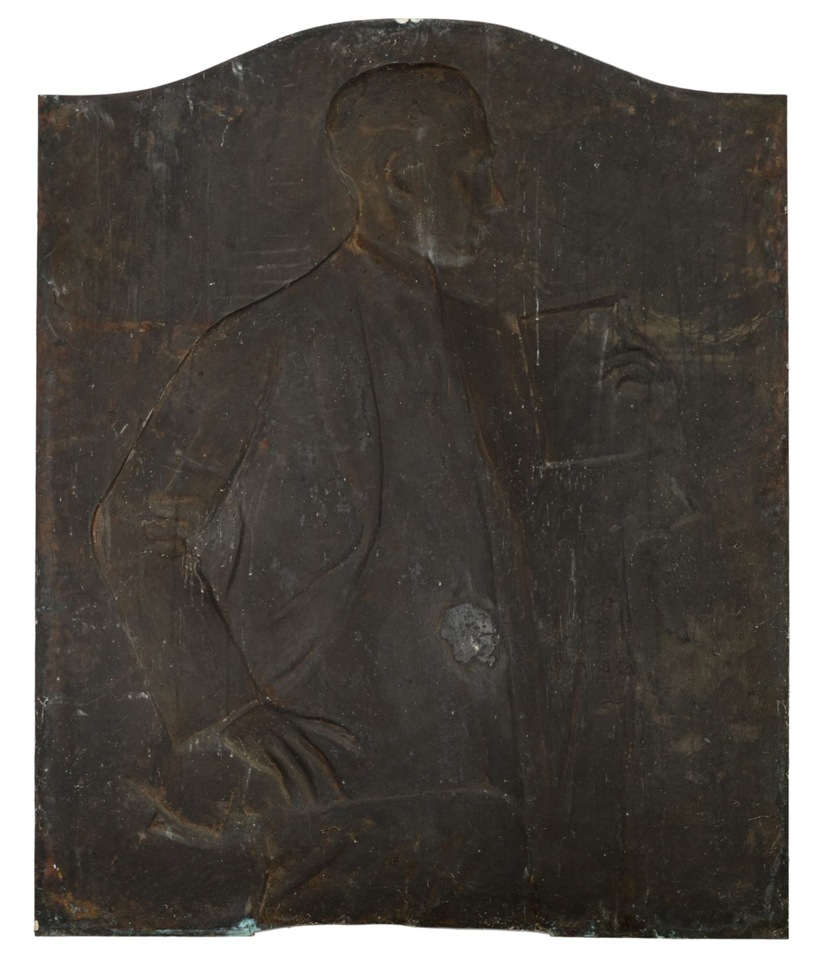 Verbanck G., a bas-relief plaquette featuring a man's profile portrait, patinated bronze, 86,5 x 105 - Bild 2 aus 6