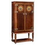 An exceptional walnut and mahogany veneered Art Deco cabinet by Alfred Chambon, decorated with an in