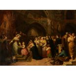 Bruls L., the worship of the Holy Mother in the church, signed and dated 'Rome, 1867', oil on canvas