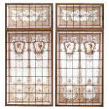 Four Belle Epoque stained glass windows, originating from a large door set, decorated with Renaissan
