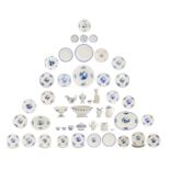 Quite an important lot of various Tournai soft paste and blue decorated dishes and other tableware,