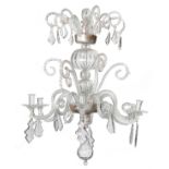 A fine six-armed cut glass Venetian chandelier, H 85 - ø 74 cm