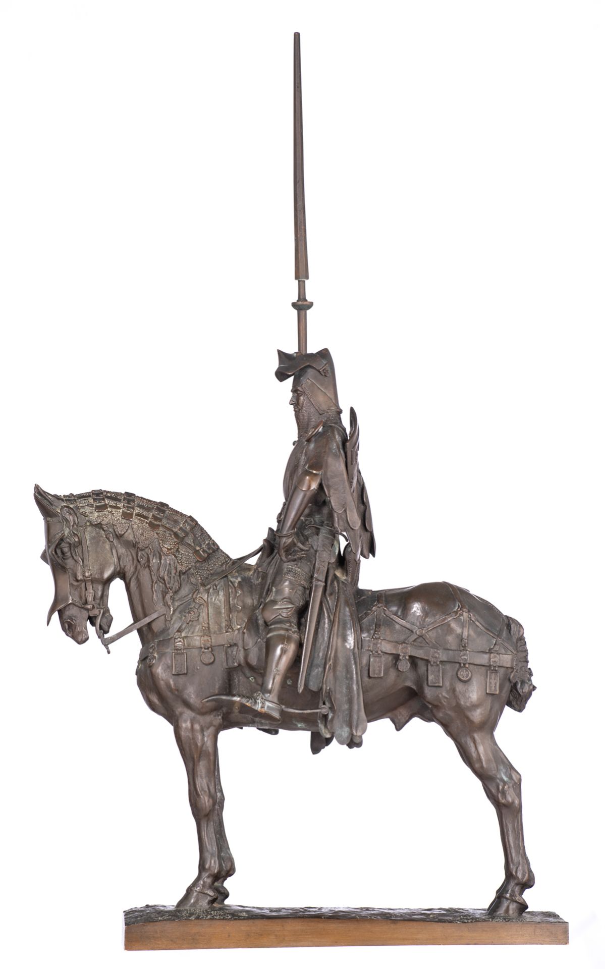 Fremiet C., a knight on horseback, patinated bronze, H 71,5 - W 40 cm - Bild 2 aus 6