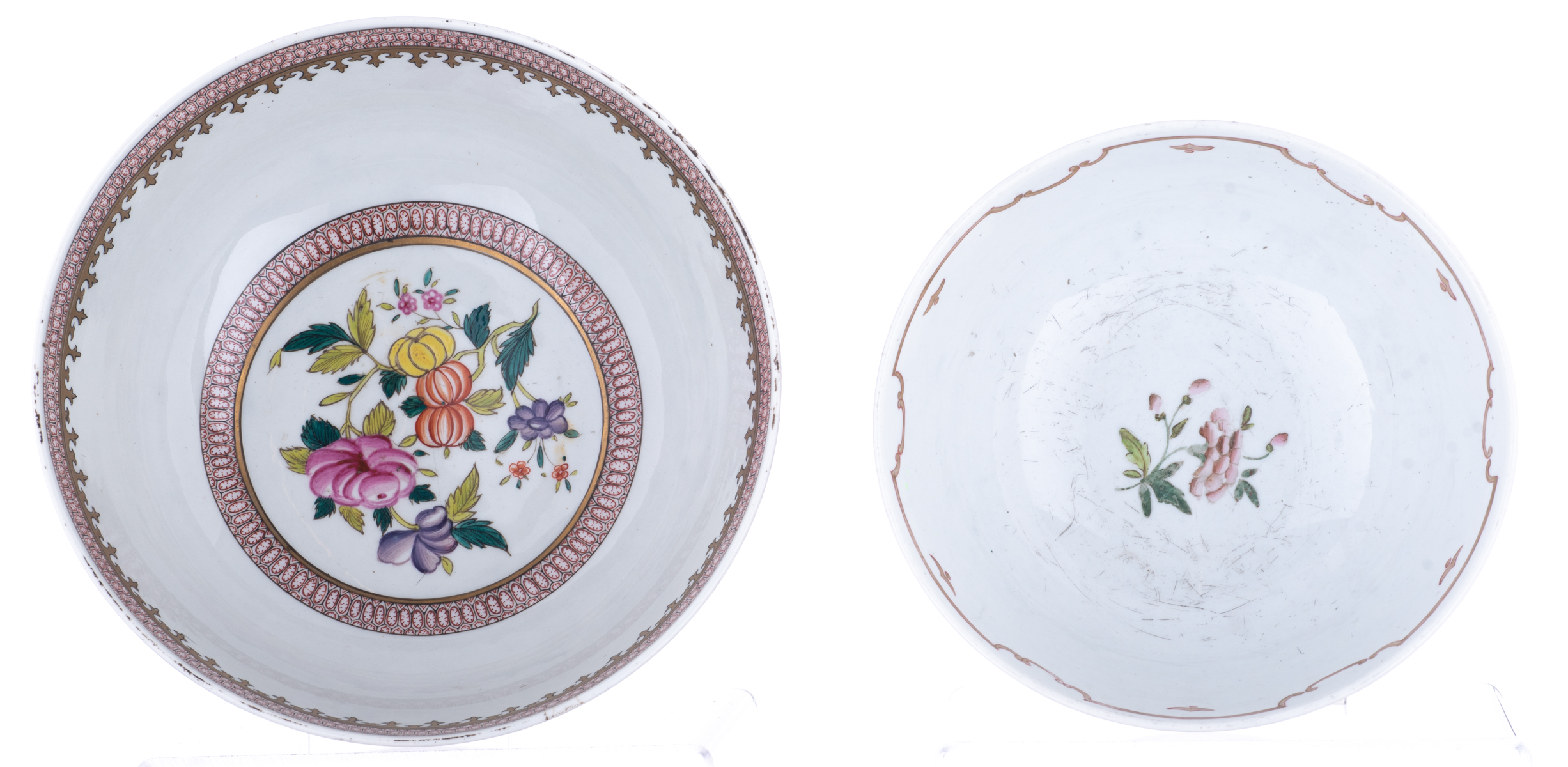 Two probably English porcelain bowls, the polychrome decoration in the Chinese 'mandarin'-manner, th - Image 6 of 7