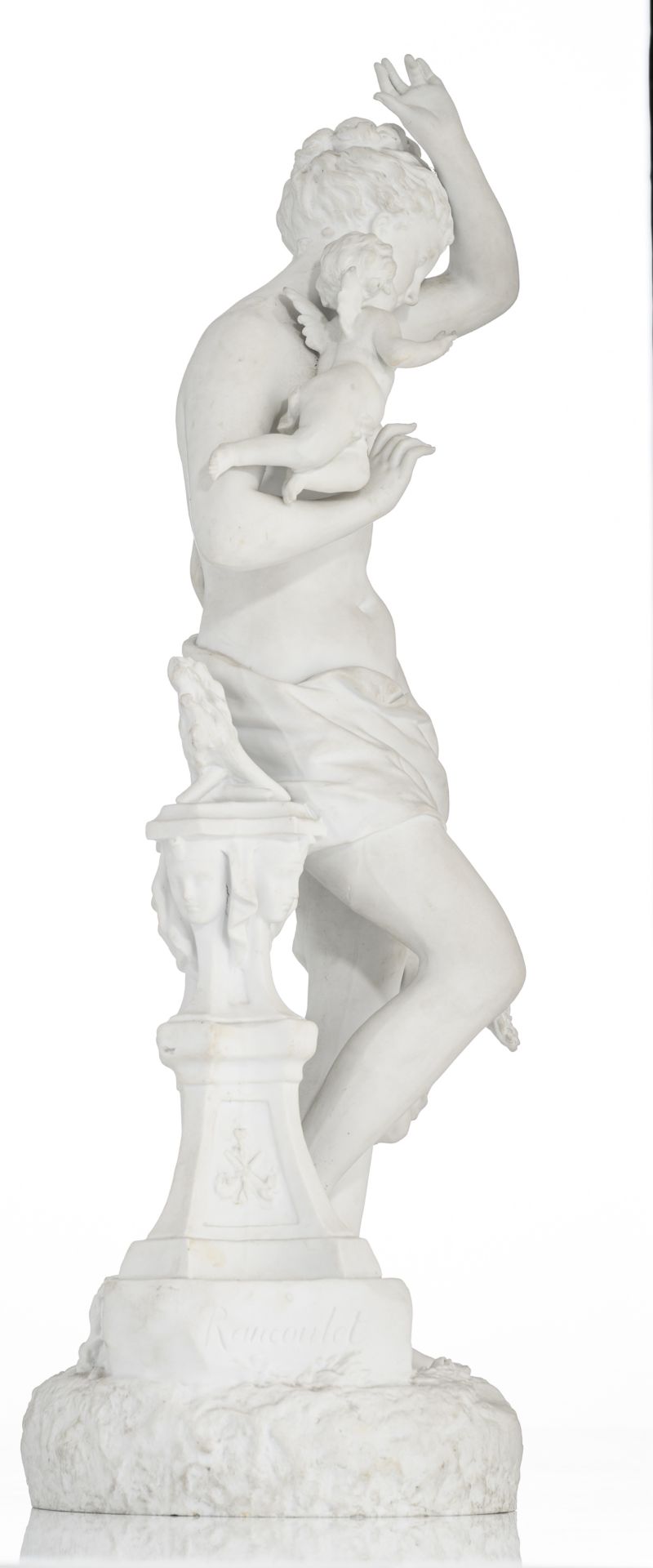 Rancoulet, Venus surrounded by amors, a biscuit sculpture, H 60 cm - Bild 4 aus 6