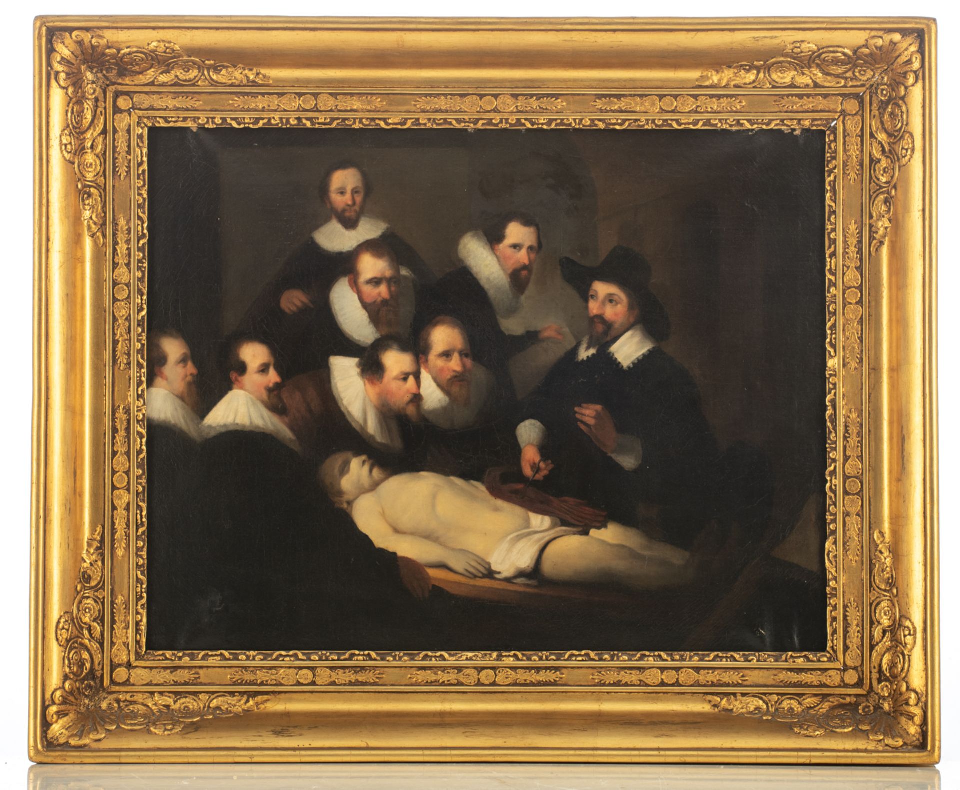 No visible signature, a 19thC copy after the famous 'The anatomy lesson of Dr. Nicolaes Tulp' by Rem - Bild 2 aus 9