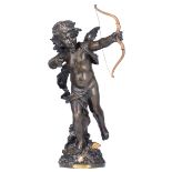 Moreau Aug., 'La première flèche', patinated and gilt bronze, H 66 cm