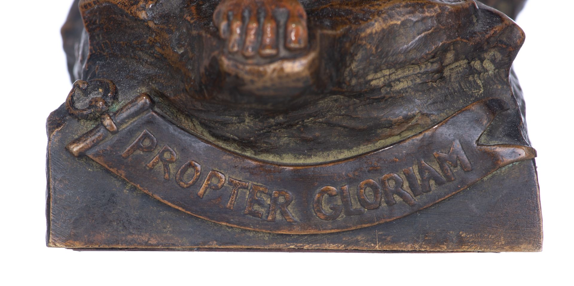 Picault E., 'Propter Gloriam' (For the Glory), patinated bronze H 33 cm - Bild 7 aus 7