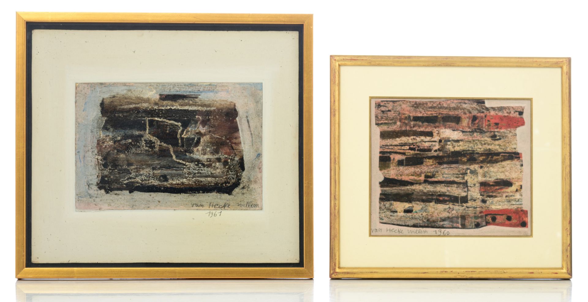 Van Hecke W., four untitled works, dated 1960, 1961, 1961 and 1962, mixed media, 21 x 25 - 40 x 50 c - Bild 2 aus 11