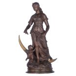 Blanc Ch., 'La fée aux fleurs', dated 1896, patinated bronze, H 68 cm