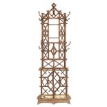 A cast iron bamboo imitation coat rack and umbrella stand, with a central mirror, H 207 - W 75th - D