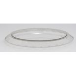 A large crystal platter by Lalique, the folded rim decorated with bubbles, 32 x 42 - H 5,5 cm