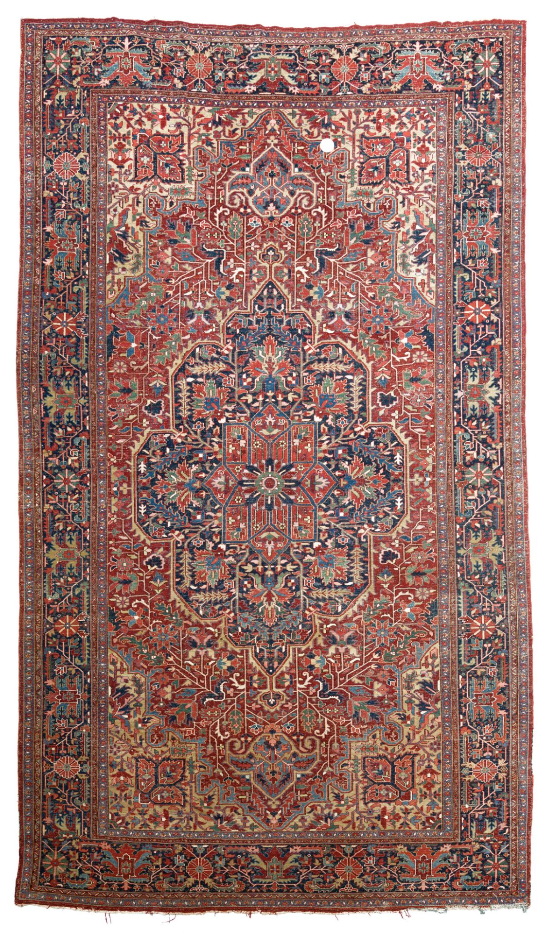 A large Herriz woollen rug, decorated with geometric motifs, 340 x 590 cm - Image 2 of 4