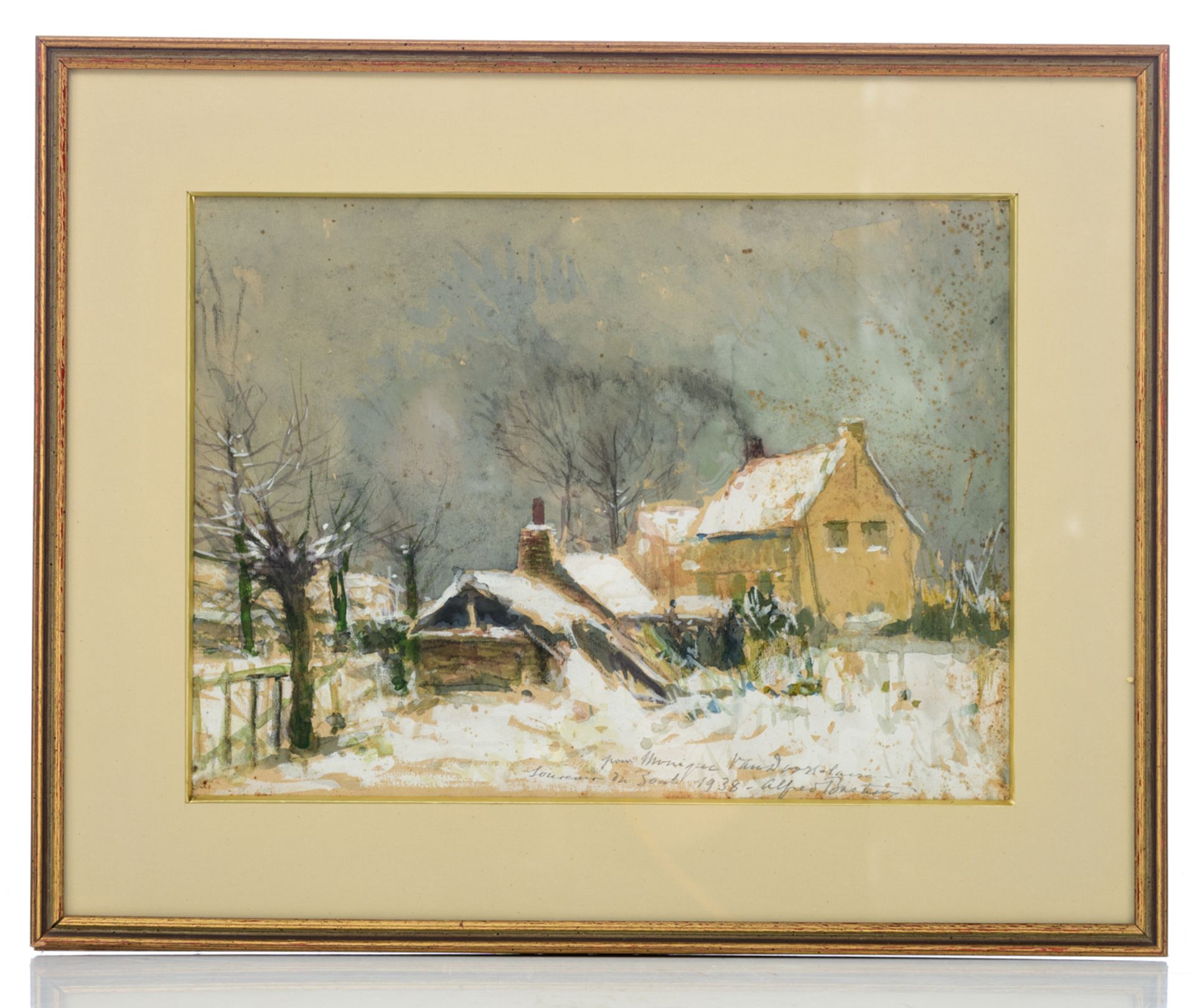 A collection of three rural landscapes by Alfred Bastien, two with a dedication and dated 1935 and 1 - Image 4 of 12