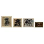 Van Hecke W., four untitled works, dated 1957, 1963, 1963 and 1964, mixed media, 34 x 40 - 40 x 45 c