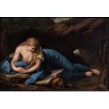 Bücker H., the Penitent Magdalene, a fine handpainted porcelain plaque, 19thC, 12,5 x 17,5 cm