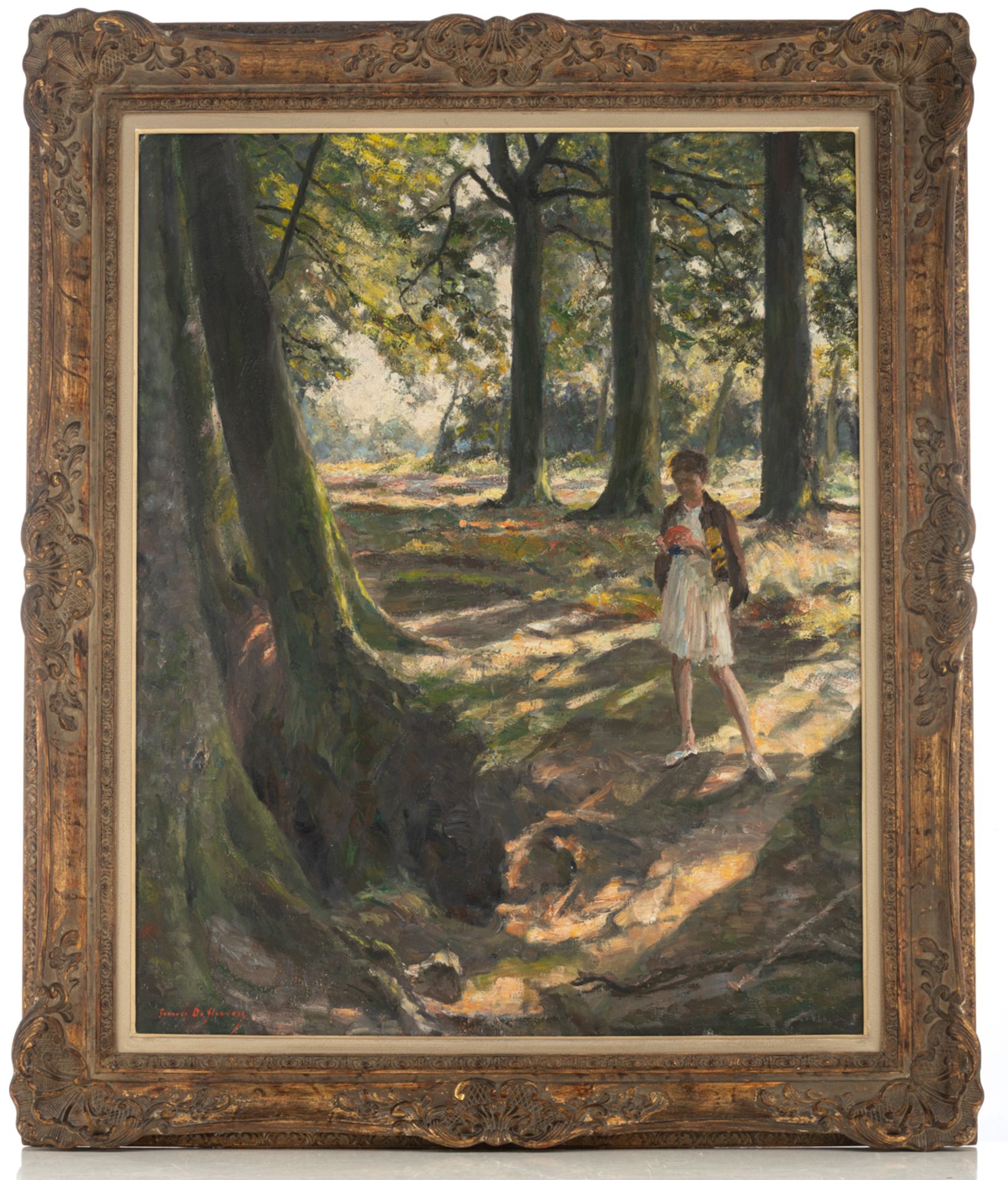 De Sloovere G., a girl in a wooded area, oil on canvas, 80 x 100 cm Is possibly subject of the SABAM - Image 2 of 4