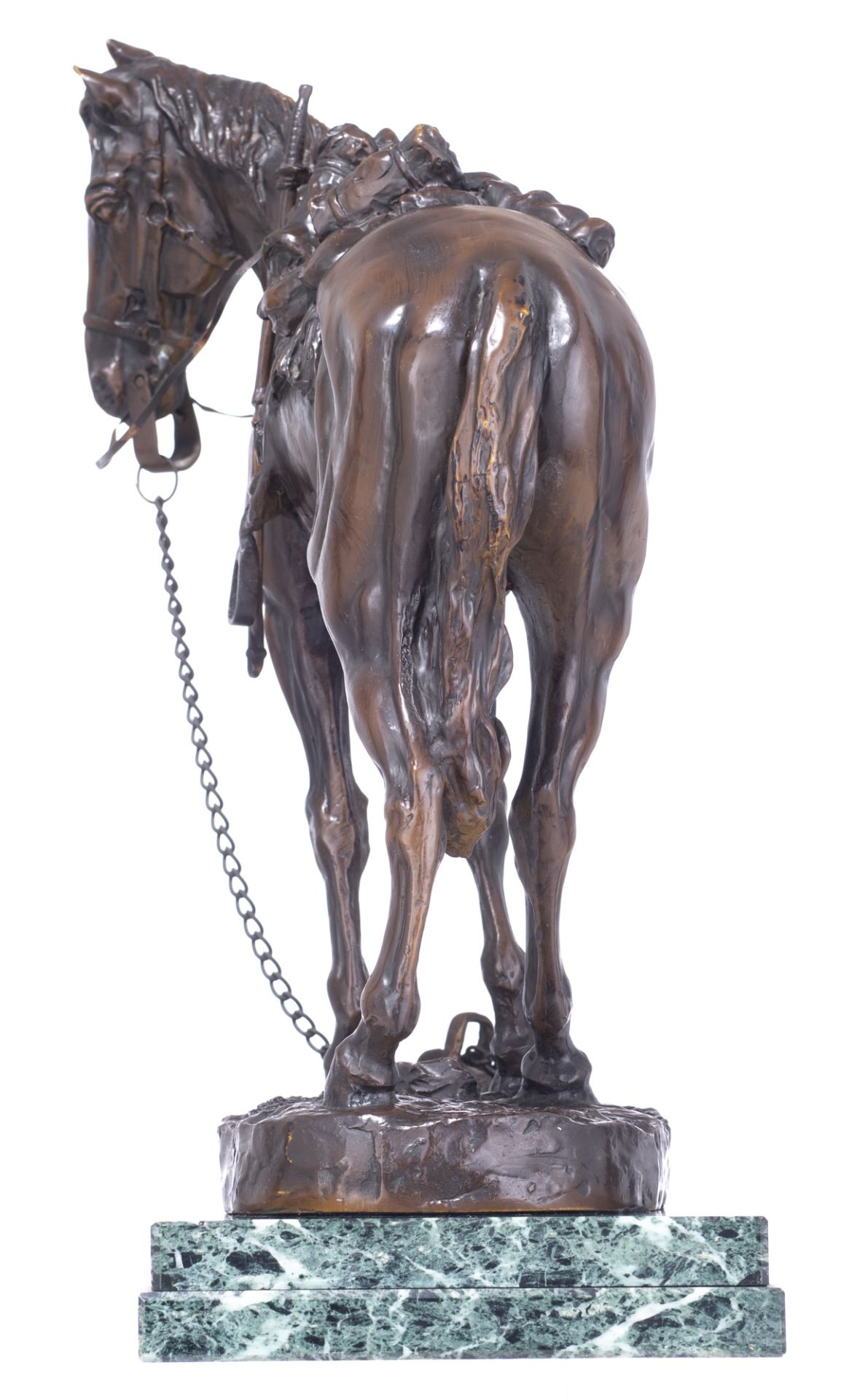 Kauba C., a resting horse, brown patinated bronze on a vert de mer marble base, H 41 - 45 - W 42 - 4 - Bild 2 aus 6