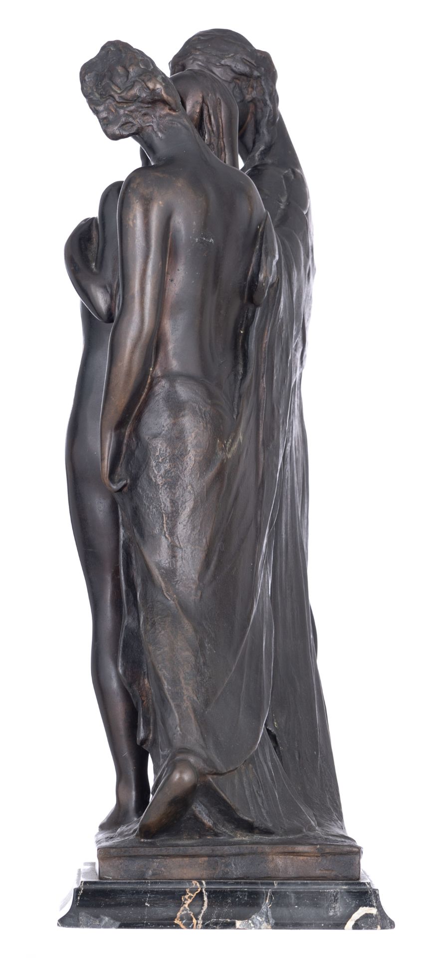 Rousseau V., 'Three Graces', dark patinated bronze on a noir Saint Laurent marble base, marked 'Fond - Bild 2 aus 5