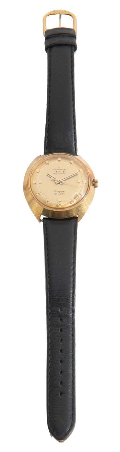 A man's 18ct gold wristwatch 'Chronomètre Zenith Automatic' - 'Captain de luxe', serial no. 357D832,