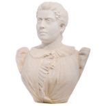 BiCl...?, the bust of a lady, Carrara marble, late 19thC, H 60 cm