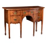 A mahogany veneered Regency period sideboard, H 90,5 - W 128 - D 59,5 cm