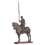 Fremiet C., a knight on horseback, patinated bronze, H 71,5 - W 40 cm