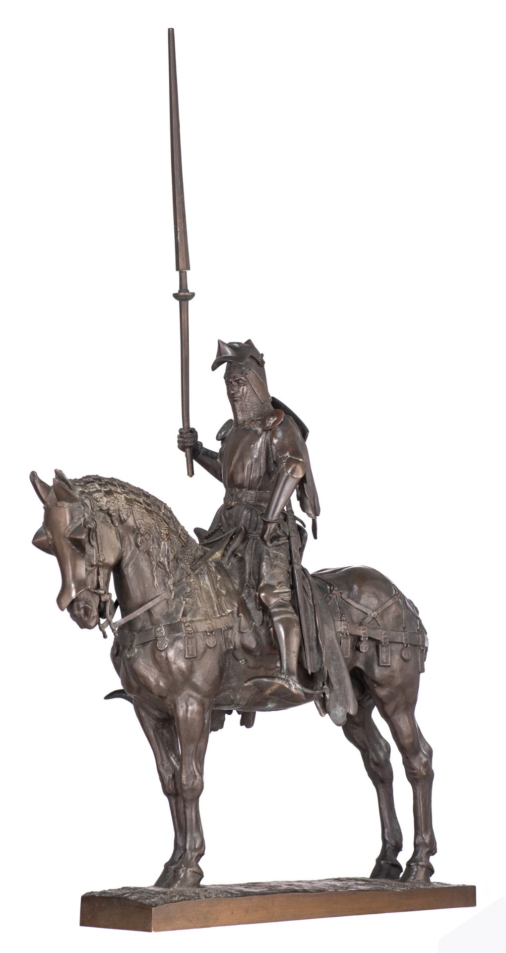 Fremiet C., a knight on horseback, patinated bronze, H 71,5 - W 40 cm