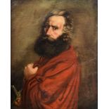 No visible signature, the three-quarter portrait of a man armed with a sword, 19thC, oil on canvas,