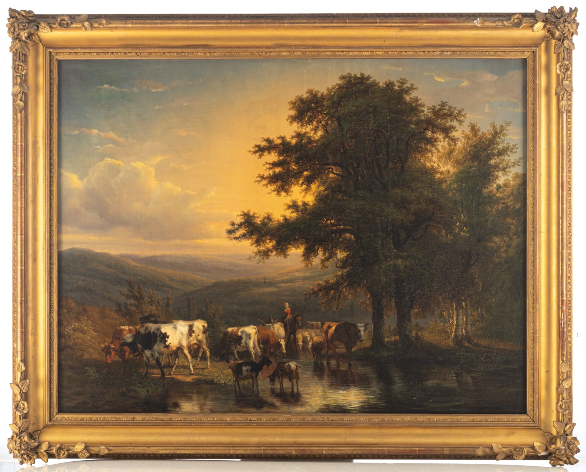 Stocquart I., shepherds and their cattle near the pond, with inscription 'Antwerpen' and dated 1849, - Bild 2 aus 4
