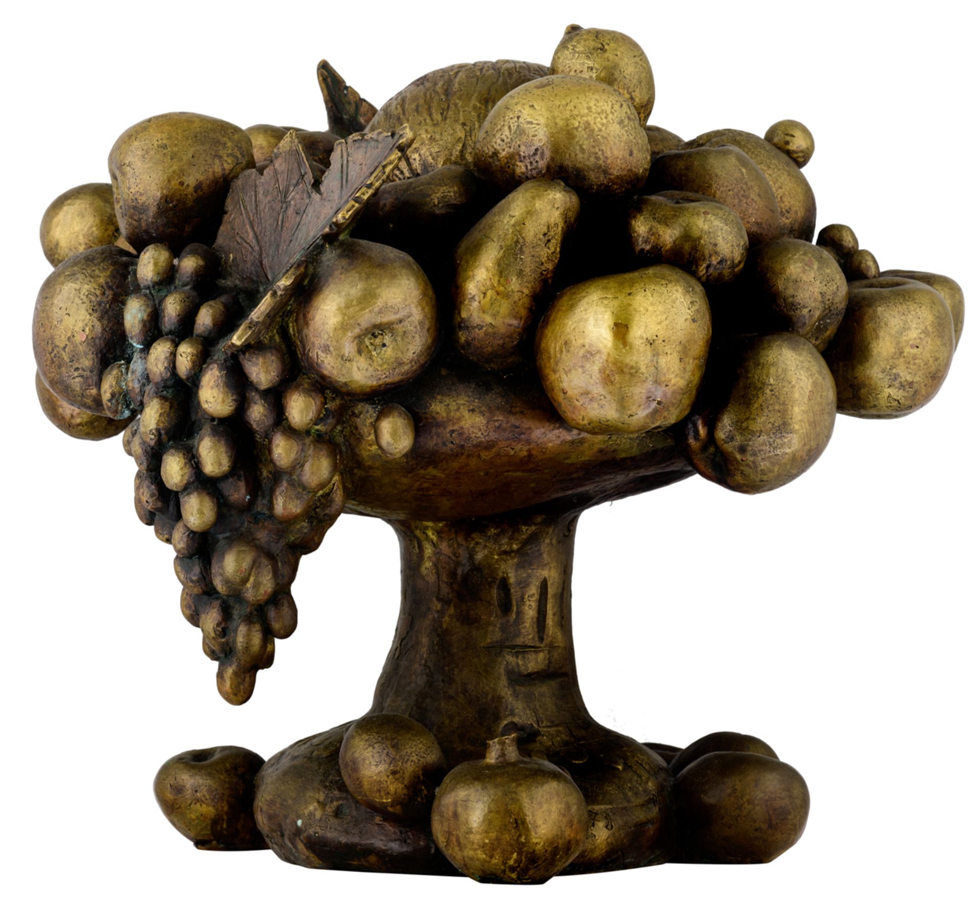 Parmakelis Y., 'Fruit Bowl', dated (19)78, patinated bronze, H 45 cm; added: a book about the artist