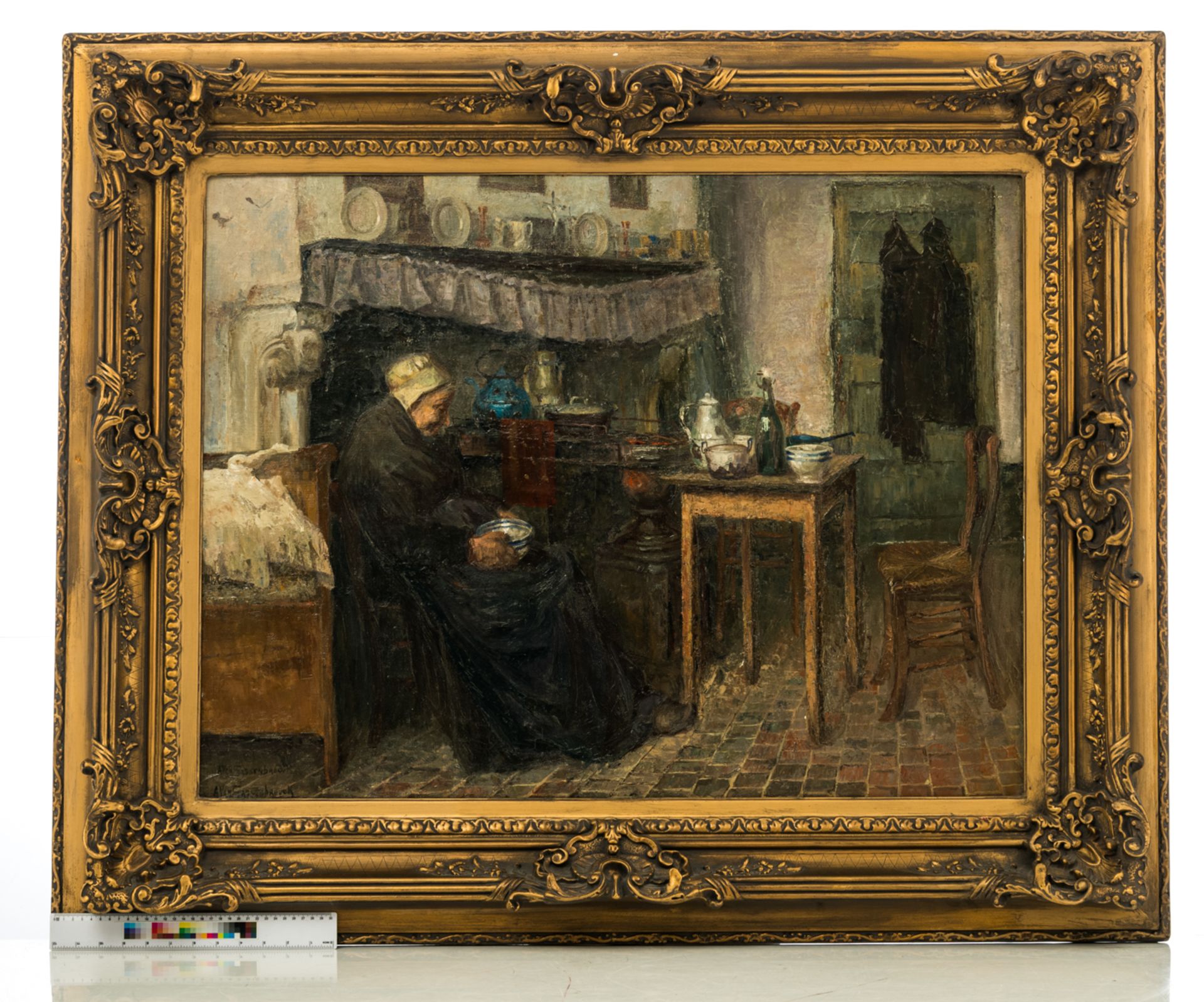 Van Sassenbrouck A., an old woman in an almshouse interior, oil on canvas, 71,5 x 92,5 cm - Image 5 of 5