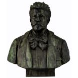 Darcq A., the bust of a nobleman, dated 1888, green patinated bronze, H 69 cm