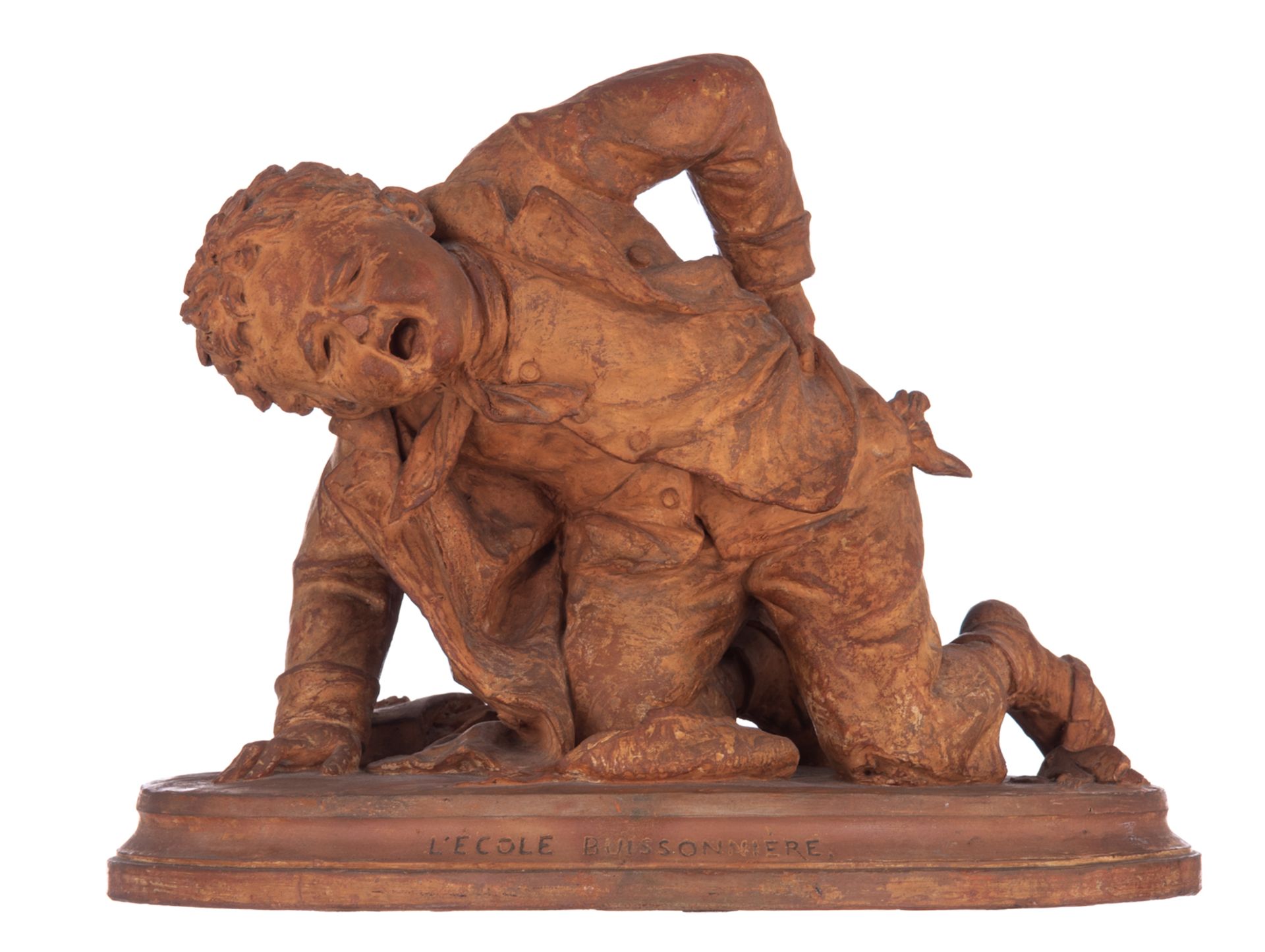 Duwaerts D., 'L'école Buissonnière', dated 1879, terracotta, H 27 - W 34 cm