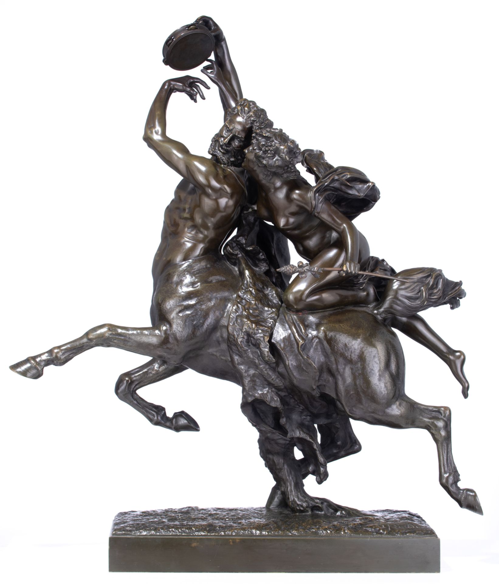 Leduc A.J., the centaur Nessus carrying off Deianeira, the wife of Heracles, patinated bronze, H 94 - Bild 2 aus 7