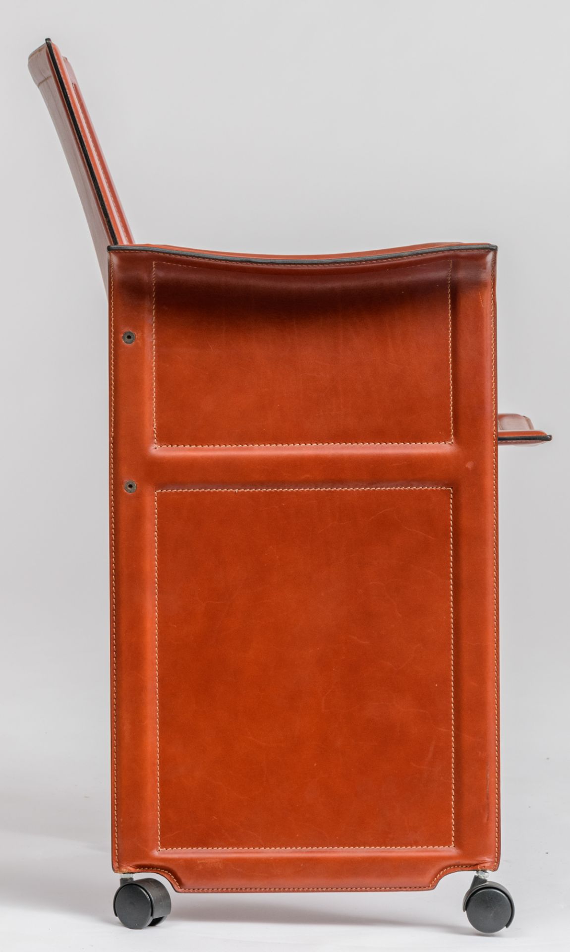 A '70s design cognac leather Corium armchair, design by Tito Agnoli for Matteo Grassi, H 90 - W 63 - - Bild 10 aus 14