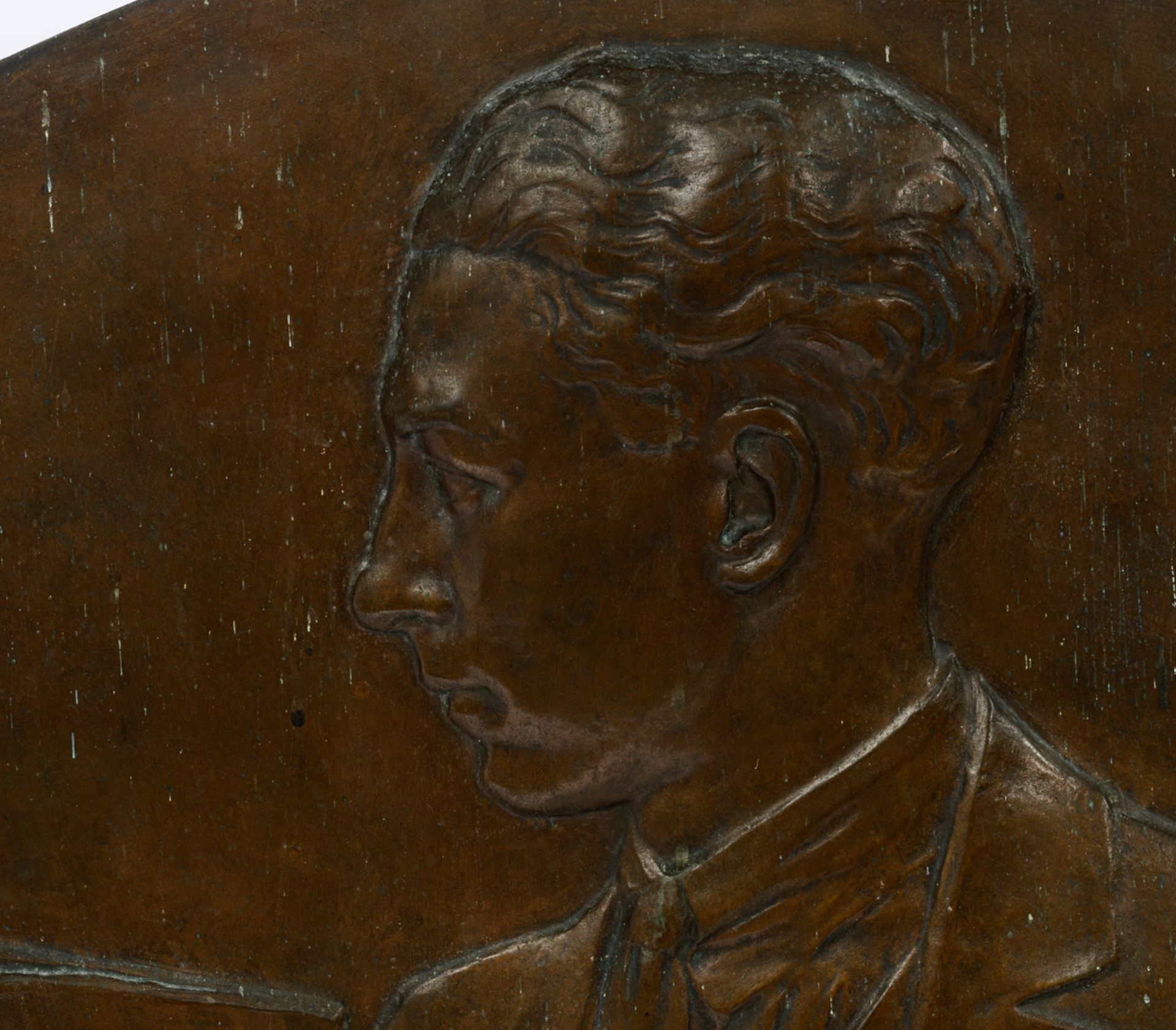Verbanck G., a bas-relief plaquette featuring a man's profile portrait, patinated bronze, 86,5 x 105 - Bild 3 aus 6