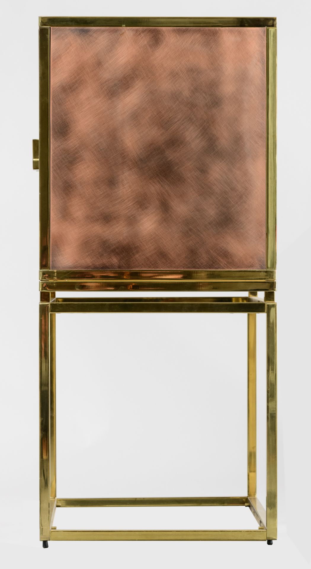 A vintage polished brass and copper bar cabinet, in the manner of Belgo Chrom, H 123 - W 91 - D 55 c - Image 11 of 12