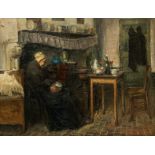 Van Sassenbrouck A., an old woman in an almshouse interior, oil on canvas, 71,5 x 92,5 cm