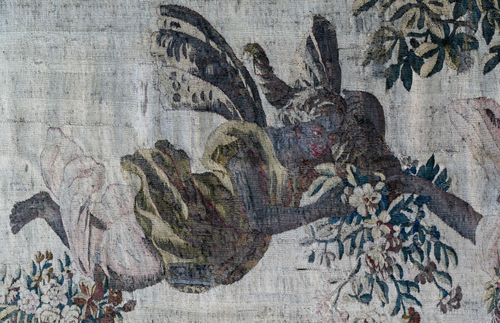A Flemish wall tapestry depicting Flora and Zephyrus, 17thC, 284 x 271 cm - Image 5 of 7