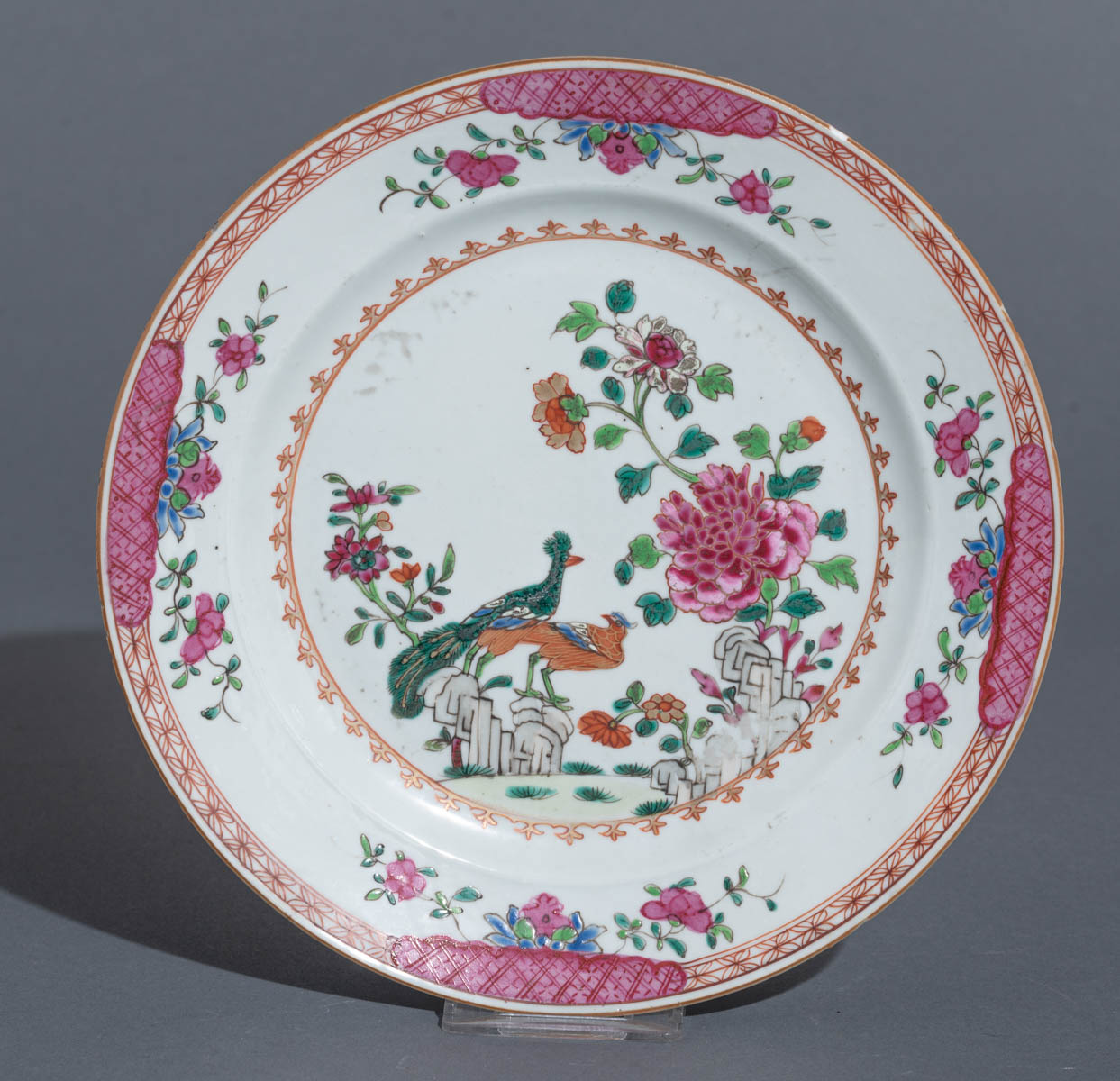 Eight Chinese famille rose 'Double Peacock' export dishes - Image 2 of 18