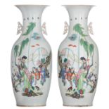 A pair of Chinese famille rose vases