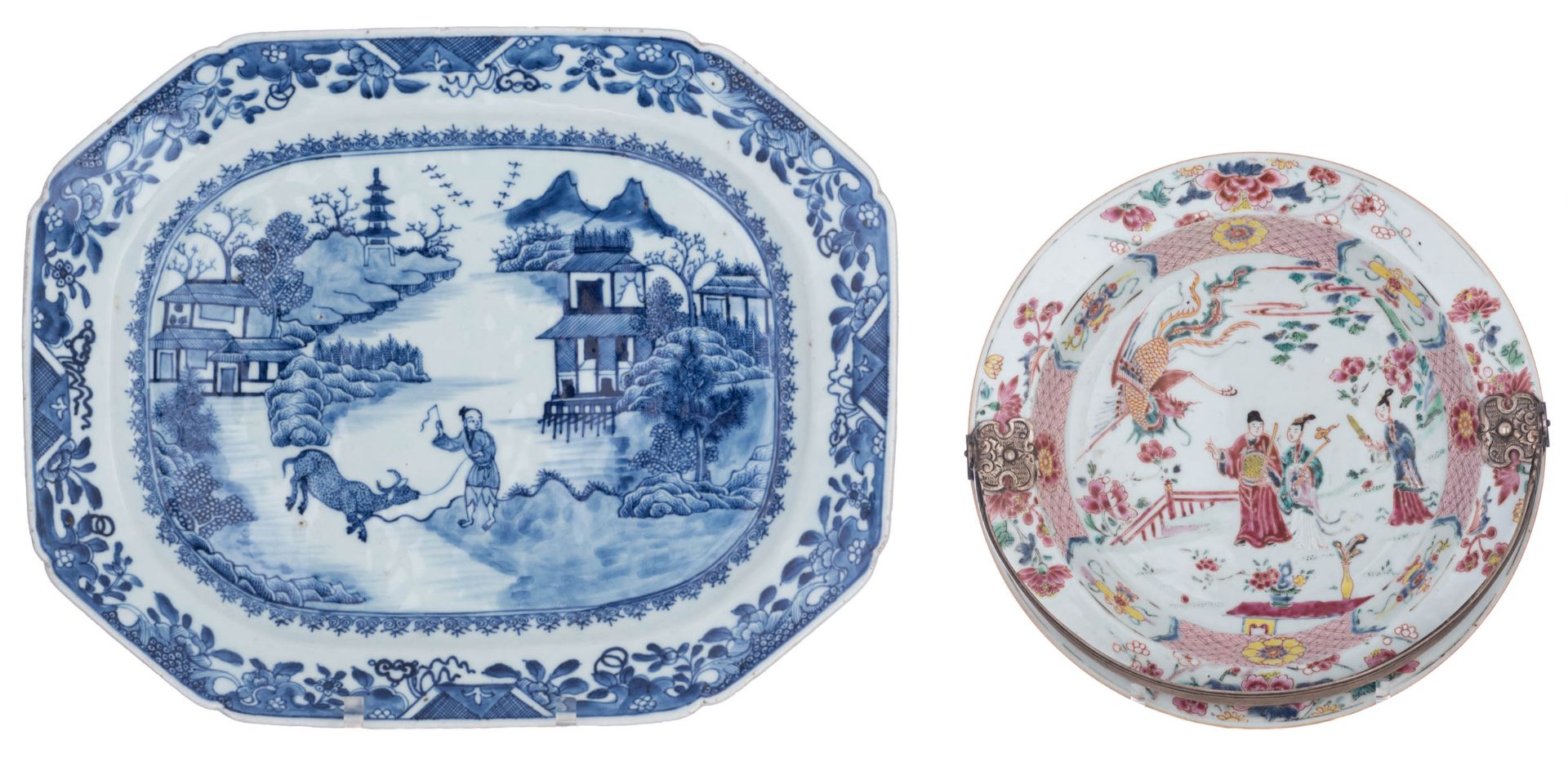 A Chinese famille rose export porcelain dish