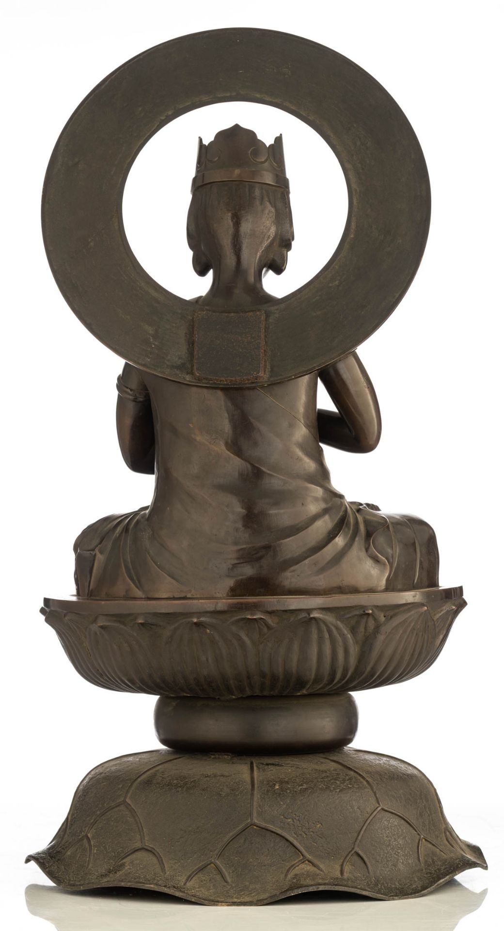 A Japanese Edo-style seated spelter Buddha - Image 3 of 6