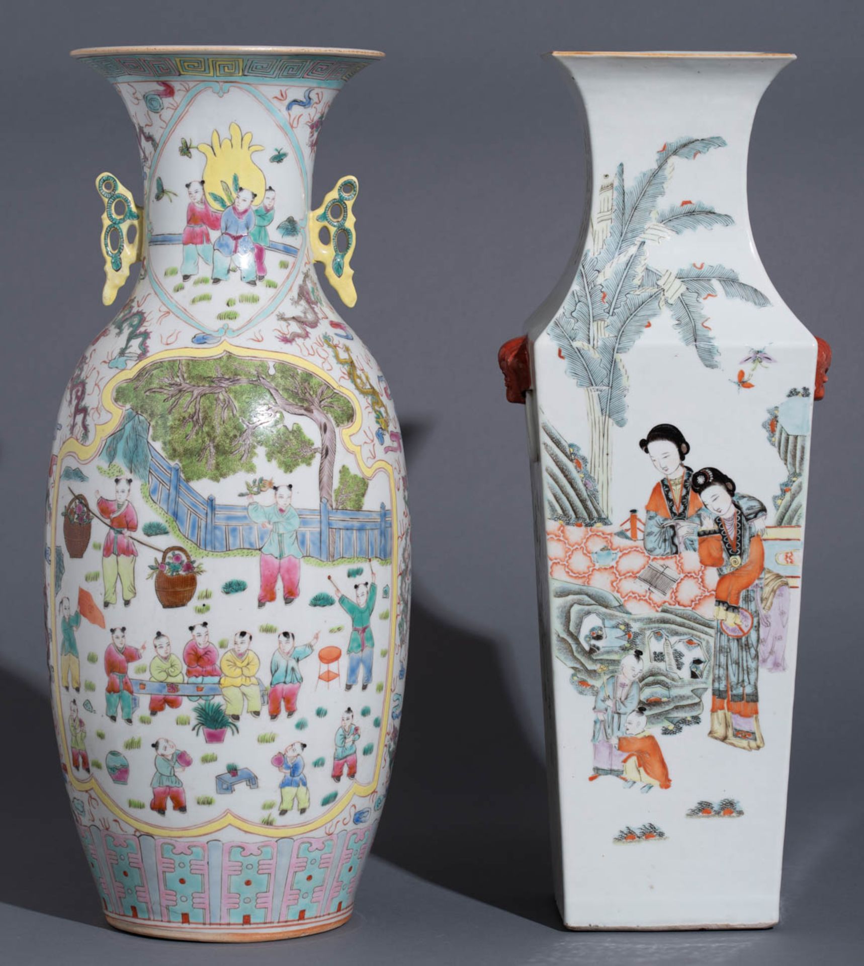 A Chinese Qianjiang cai fanghu vase with double decoration - Image 2 of 7