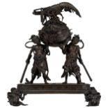 An impressive Japanese dragon relief decorated bronze incense burner