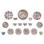 Six Chinese export porcelain Canton teacups and matching saucers